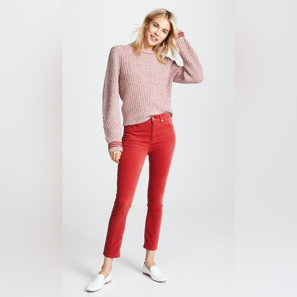 NWT RAG & BONE Cheryl Stripe Cuff Wool Blend Sweater In Grey Red - Picture 7 of 9